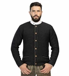 Hochwertige Herren Strickjacke Anton Trachtenjacke aus Wolle Cardigan Jacke Anthrazit/Grau