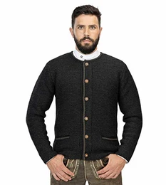 Hochwertige Herren Strickjacke Anton - Trachtenjacke aus Wolle - Cardigan Jacke in Anthazit oder Grau - Anton (M, Anthrazit)