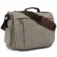 Umhängetaschen Herren aus Canvas Schultasche Queformat A4 Laptoptasche für 15,6 Zoll Laptop Arbeitstasche Aktentasche groß (Grau)