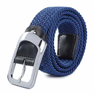 HANCHAO Stretchgürtel Flechtgürtel Elastischer Stoffgürtel Unisex für Damen und Herren Blau (4-100cm)