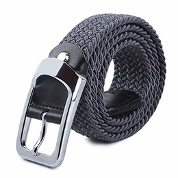 Stretchgürtel Flechtgürtel Elastische Stoffgürtel Geflochtener Unisex Gürtel für Damen und Herren Breit 3.3cm Grau-3-110cm