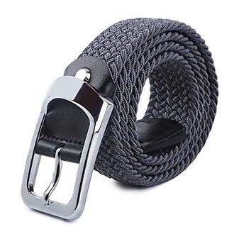 HANCHAO Stretchgürtel Flechtgürtel Elastischer Stoffgürtel Unisex für Damen und Herren Grau (3)