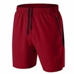 Herren Sport Shorts Kurze Hose Schnell Trocknend mit Reißverschlusstasche Rot