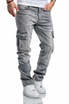 Amaci&Sons Herren Cargo Jeans Regular Slim Destroyed 7985 Hellgrau