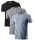 Holure Herren 3er Pack Sports Atmungsaktiv Schnelltrocknend Kurzarm T-Shirts Schwarz/Grau/Kohlengrau M