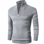 Rave on Friday Herren Strickpullover Zip Neck Grau