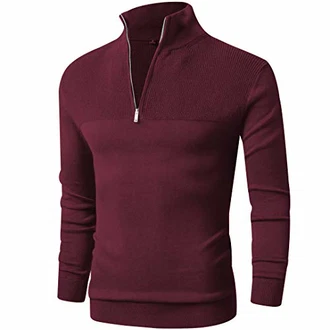 Rave on Friday Herren Strickpullover Zip Neck Rot