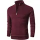 Rave on Friday Herren Strickpullover Zip Neck Langarm Basics Feinstrick Pullover Sweat Sweatshirt Rot M