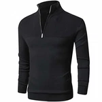 Rave on Friday Herren Strickpullover Zip Neck Schwarz