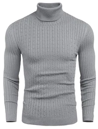 Herren Strickpullover Warme Rollkragenpullover Regular fit Baumwolle mit Rollkragen Sweater Pulli Männer Grau M