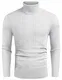 COOFANDY Pullover Herren Rollkragenpullover Strickpullover Langarm Slim Fit Sweater Winter Warme Pulli für Männer Weiß M