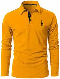 GNRSPTY Poloshirt Herren Slim Fit Langarm Stickerei Baumwolle T-Shirts Golf Poloshirts,Gelb,M