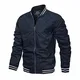 MAGCOMSEN Männer US Fliegerjacke Militär Blouson Kurz Mantel Leicht Herbst Freizeitjacke Herren Windbreaker Winterjacke College Baseballjacke mit Taschen Dunkelblau M