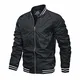 MAGCOMSEN Herren College Jacke Dünne Bomberjacke Windbreaker Motorradjacke Herren Blouson Übergangsjacke Herbstjacke Stehkragen Army Jacke Militär Uniform Schwarz M