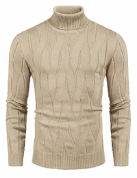 Pullover Strickpullover Herren Rollkragen Slim Fit Männer Winter Basic Rollkragenpullover Langarmshirt Pulli
