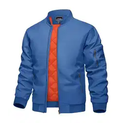 Übergangsjacke Herren Herbst Winter Übergang Jacke Wattiert Herrenjacke Winddicht Freizeit Bekleidung Slim Fit Jacke mit Taschen Königsblau M