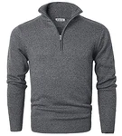 MOCOTONO Herren Pullover Reißverschluss Stehkragen Zip Neck Langarm Sweatshirt Dunkelgrau