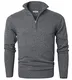MOCOTONO Herren Pullover Reißverschluss Stehkragen Zip Neck Langarm Baumwolle Feinstrick Pullover Sweatshirt Dunkelgrau M