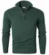 Herren Pullover Reißverschluss Stehkragen Zip Neck Langarm Baumwolle Feinstrick Pullover Sweatshirt Grün M
