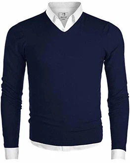 MOCOTONO Herren Pullover V-Ausschnitt Langarmshirt Strickpullover MOCOTONO Herren Pullover V-Ausschnitt Langarmshirt Strickpullover