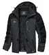 TACVASEN Herren Arbeitsjacke Winter Angeljacke Übergangsjacke Regenjacke Outdoorjacke Wasserdicht Atmungsaktiv Winddicht, Grau Schwarz, M