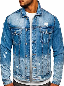 BOLF Herren Jeansjacke Übergangsjacke [4D4] Dunkelblau (QS9270)