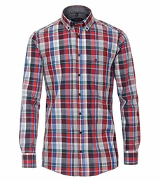 Freizeithemden kariert Comfort Fit Mittelrot M