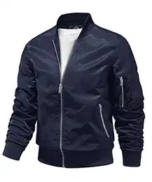 Dünne Bomberjacke Herren Leichte Frühlingsjacke Baseball Jacke Sommer Windbreaker Übergang Blouson Sport, Dunkelblau M