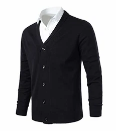 KTWOLEN Herren Strickjacke Cardigan Pullover mit Schalkragen Winterjacke Übergangsjacke Männer Freizeitjacke Langarm Sweatjacke (Schwarz, M)