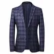 Allthemen Kariert Sakko Herren Slim Fit Anzugjacke für Business Freizeit Hochzeit