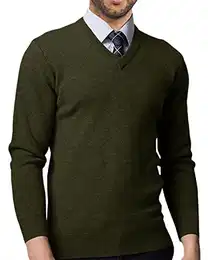 Pullover Herren V Ausschnitt Strickpullover Herren Hemd Pullover Slim Fit Unterzieh Sweatshirt Feinstrick Grün M