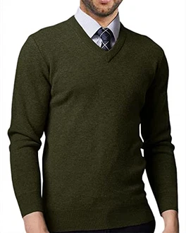 Gemijacka Pullover Herren V Ausschnitt Strickpullover Hemd Slim Fit Unterzieh Sweatshirt Feinstrick Grün