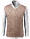COOFANDY Herren Pullunder Strickweste Ärmellos V-Ausschnitt kariert Knitted Vest Slim Fit Strick Weste für Männer Khaki M