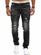 OneRedox Designer Herren Jeans Hose Slim Fit Jeanshose Destroyed Stretch Modell 704 Schwarz 32
