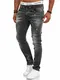OneRedox Designer Herren Jeans Hose Slim Fit Jeanshose Destroyed Stretch Modell 706 Schwarz 36