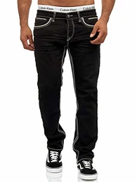 Herren Jeans Denim Regular Fit Used Design Modell 5166 (32/32, 5180 Black)