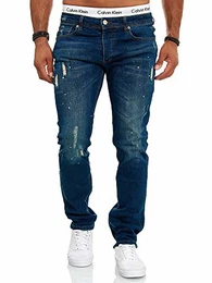 Designer Herren Jeans Hose Slim Fit Jeanshose Destroyed Stretch Modell 707 Blau 36