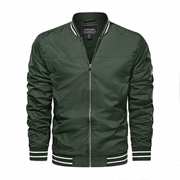 Herren Blouson Jacke Sommer Herbst Leichte Herrenjacke Sommerjacke Military Bomberjacke mit Weißen Streifen Baseballjacke Männer Dunkeloliv M