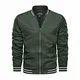 KEFITEVD Herren Blouson Jacke Sommer Herbst Leichte Herrenjacke Sommerjacke Military Bomberjacke mit Weißen Streifen Baseballjacke Männer Dunkeloliv M