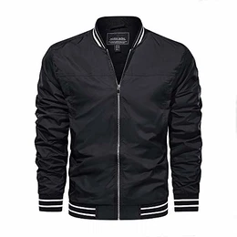 Leichte Sommerjacke Herren mit Bund Innentasche Baseball Jacke US Army Bomberjacke Military Pilotenjacke Männer Sportiv Herrenjacke Schwarz M