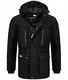 Geographical Norway Herren Winterjacke Parka Jacke Kapuze Hoodstrings Chest, Pocket & Sleeve Patch, schwarz, Gr:L