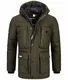 Geographical Norway Herren Winterjacke Parka Jacke Kapuze Hoodstrings Chest, Pocket & Sleeve Patch, kaki, Gr:M