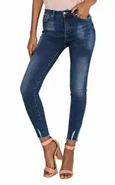 Nina Carter LC001 Damesbroek met hoge taille, lederlook, push-up stretch jeans, XL slank