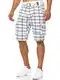 Indicode Herren Monroe Cargo Cargo-Shorts inkl. Gürtel   Bermuda Männer Sommerhose aus Baumwolle Optical Check M