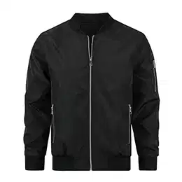 Herren Jacke Leichte Übergangsjacke mit Ärmeltasche Sommerjacke Regular Fit Freizeit Bomberjacke, Schwarz, M