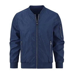 YOUTHUP Herren Leichte Jacke Langarm Bomberjacke Sportjacke Casual Übergangsjacke Blau