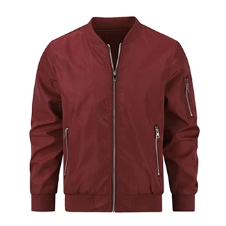 YOUTHUP Herren Leichte Jacke Langarm Bomberjacke Sportjacke Casual Übergangsjacke Rot