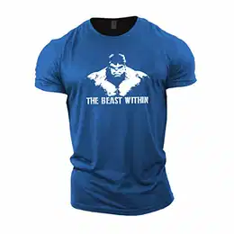 Bodybuilding-T-Shirt für Herren – „Beast Within“ – Trainings-Top Gr. M, königsblau