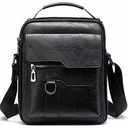 SIDNAZ Herrentasche Leder Tasche männerhandtasche IPAD Schultertasche Business Männer Aktentaschen Handtaschen für Arbeit Reise Alltagsleben DE918 Schwarz