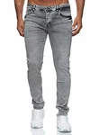Reslad Jeans-Herren Slim Fit Basic Style Stretch-Denim Jeans-Hose RS-2063 Grau